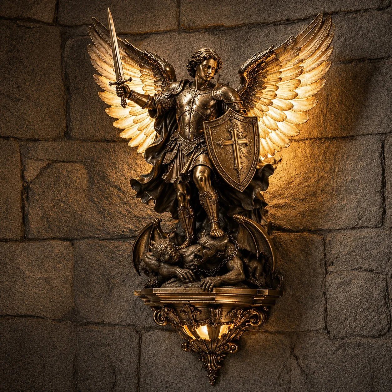 Convenient St. Michael Guardian Angel Wall Light for Everyday Setup