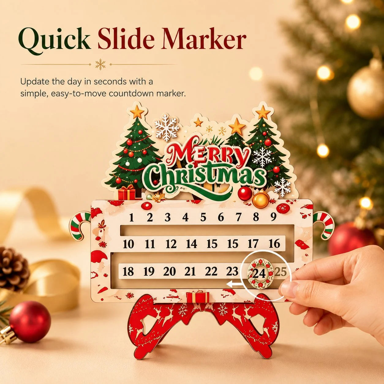 Purpose-Built 25-Day Countdown Ornament for Everyday Use