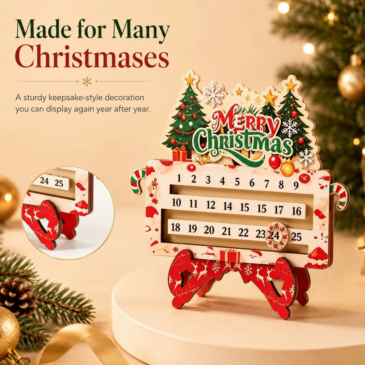 Purpose-Built 25-Day Countdown Ornament for Everyday Use