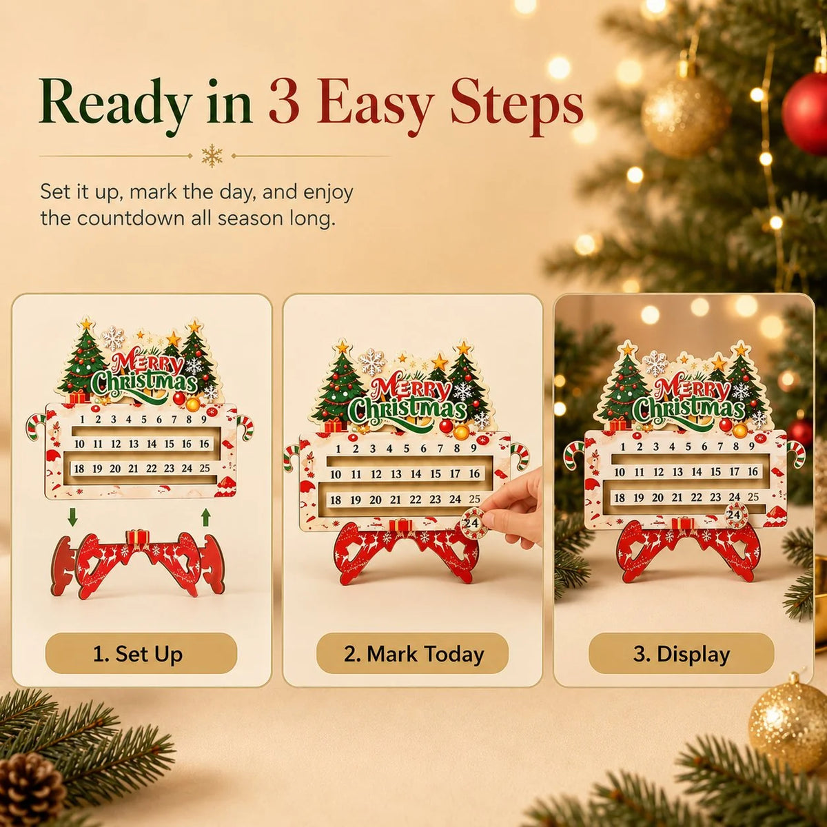 Purpose-Built 25-Day Countdown Ornament for Everyday Use