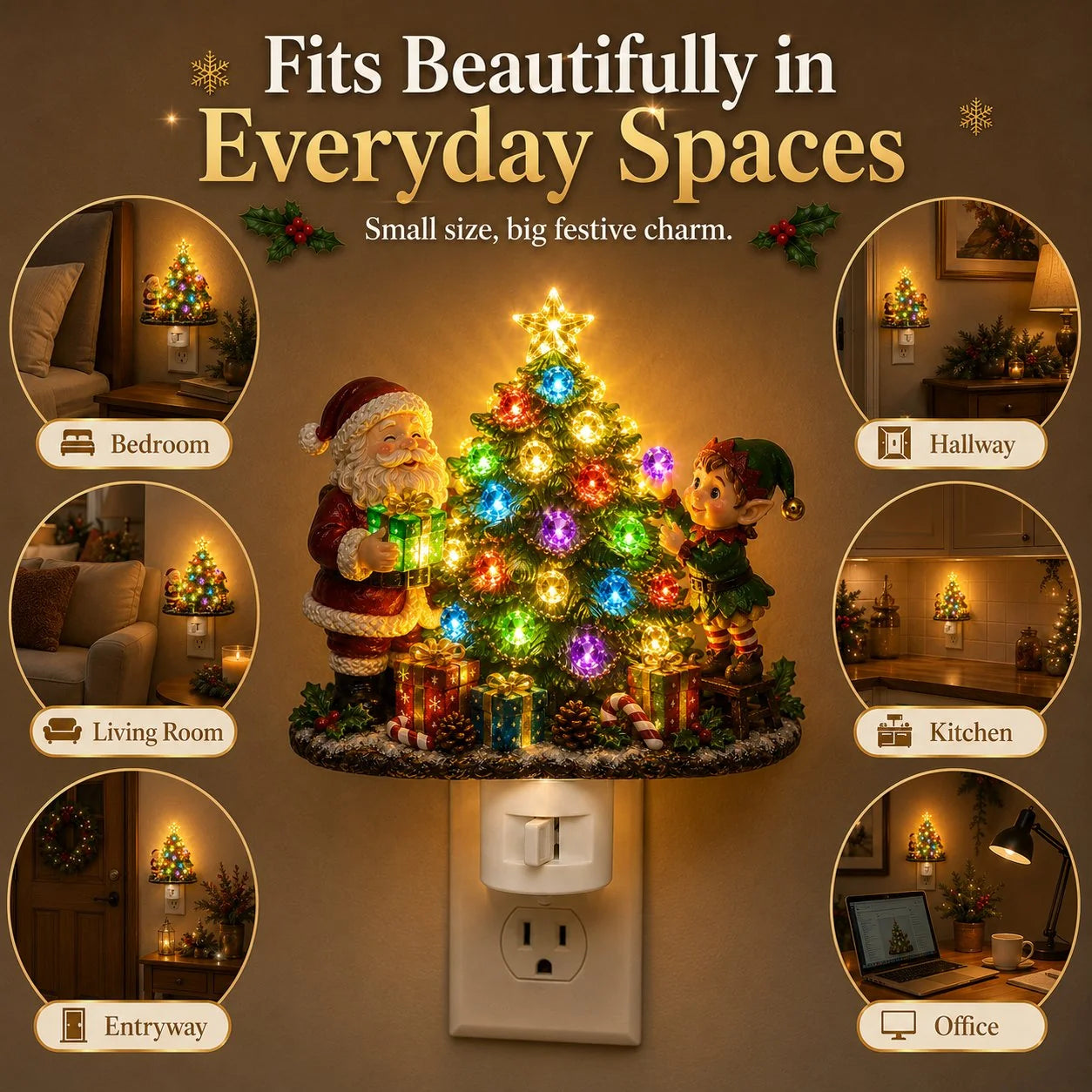 Decorative Jeweled Tree Plug-In Night Light for Focused Lighting