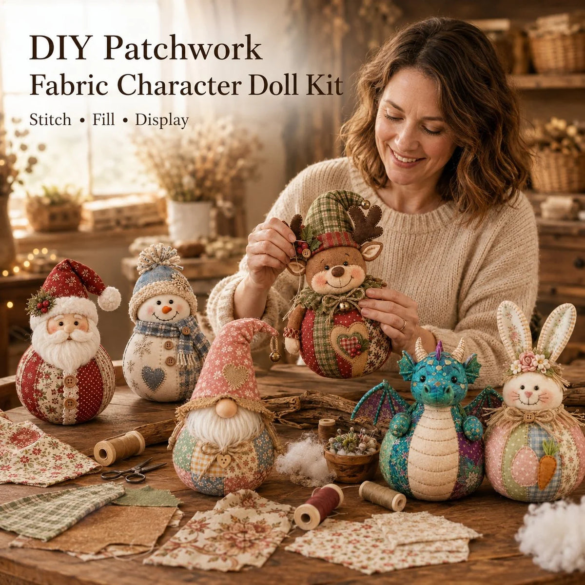 Hands-On DIY Patchwork Fabric Character Doll Kit for Creative Play