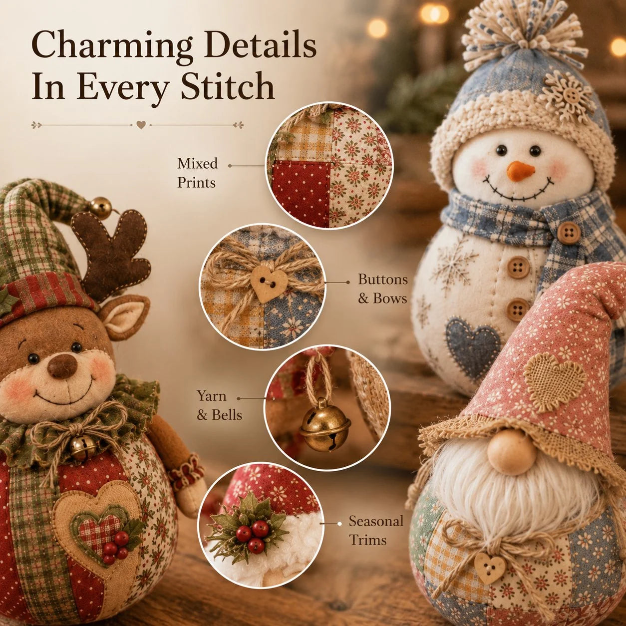 Hands-On DIY Patchwork Fabric Character Doll Kit for Creative Play