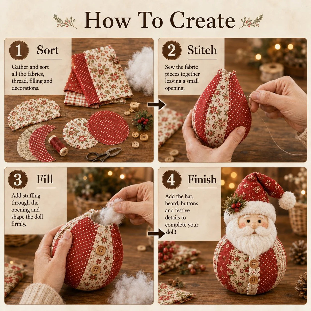 Hands-On DIY Patchwork Fabric Character Doll Kit for Creative Play