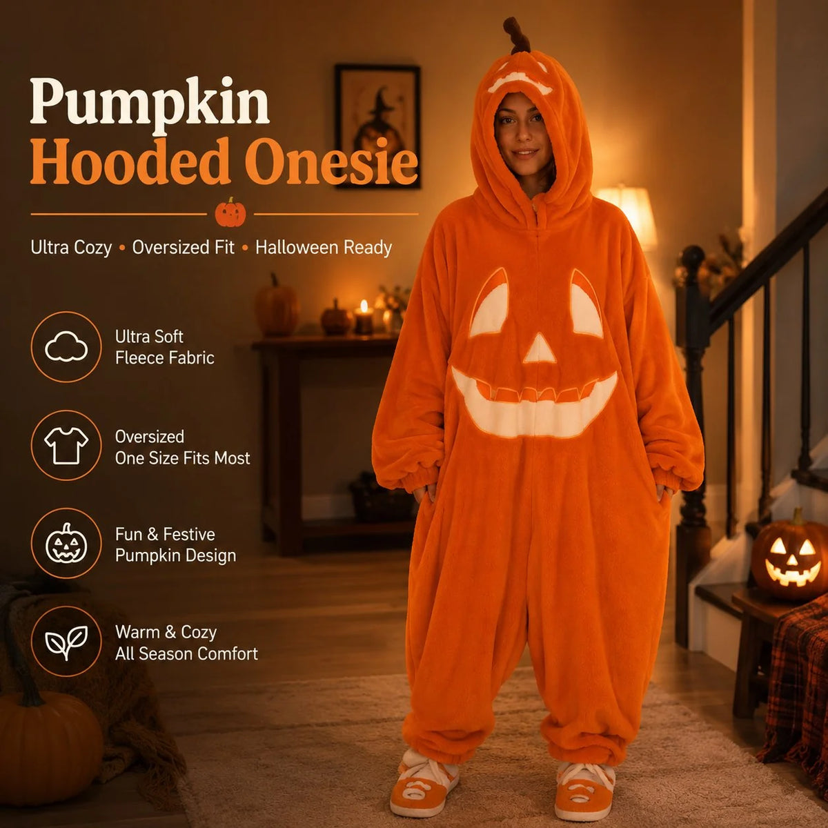 Purpose-Built Cozy Pumpkin Onesie Pajamas – Ultra-Soft, Warm &