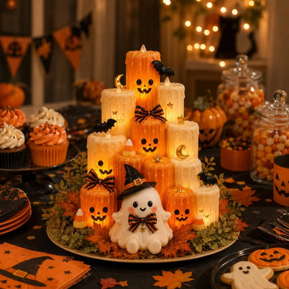 Purpose-Built Ghost Pumpkin LED Candle Tabletop Decor for Everyday Use