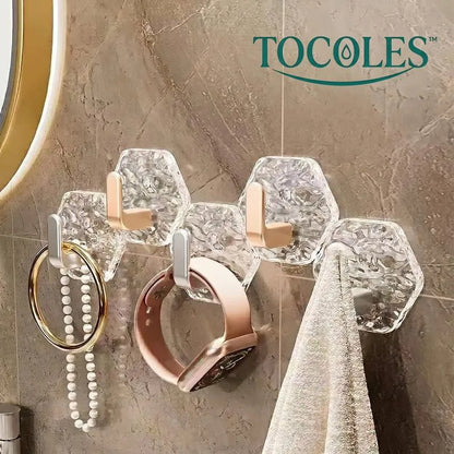 Space-Saving Self-Adhesive Hooks 10/20 Pack Hexagonal Ripple Design