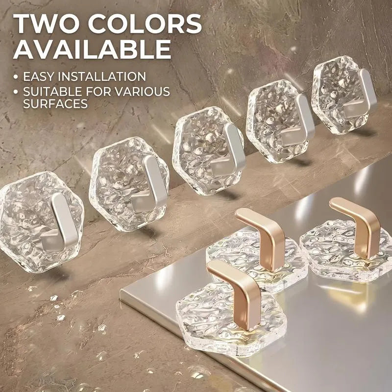Space-Saving Self-Adhesive Hooks 10/20 Pack Hexagonal Ripple Design