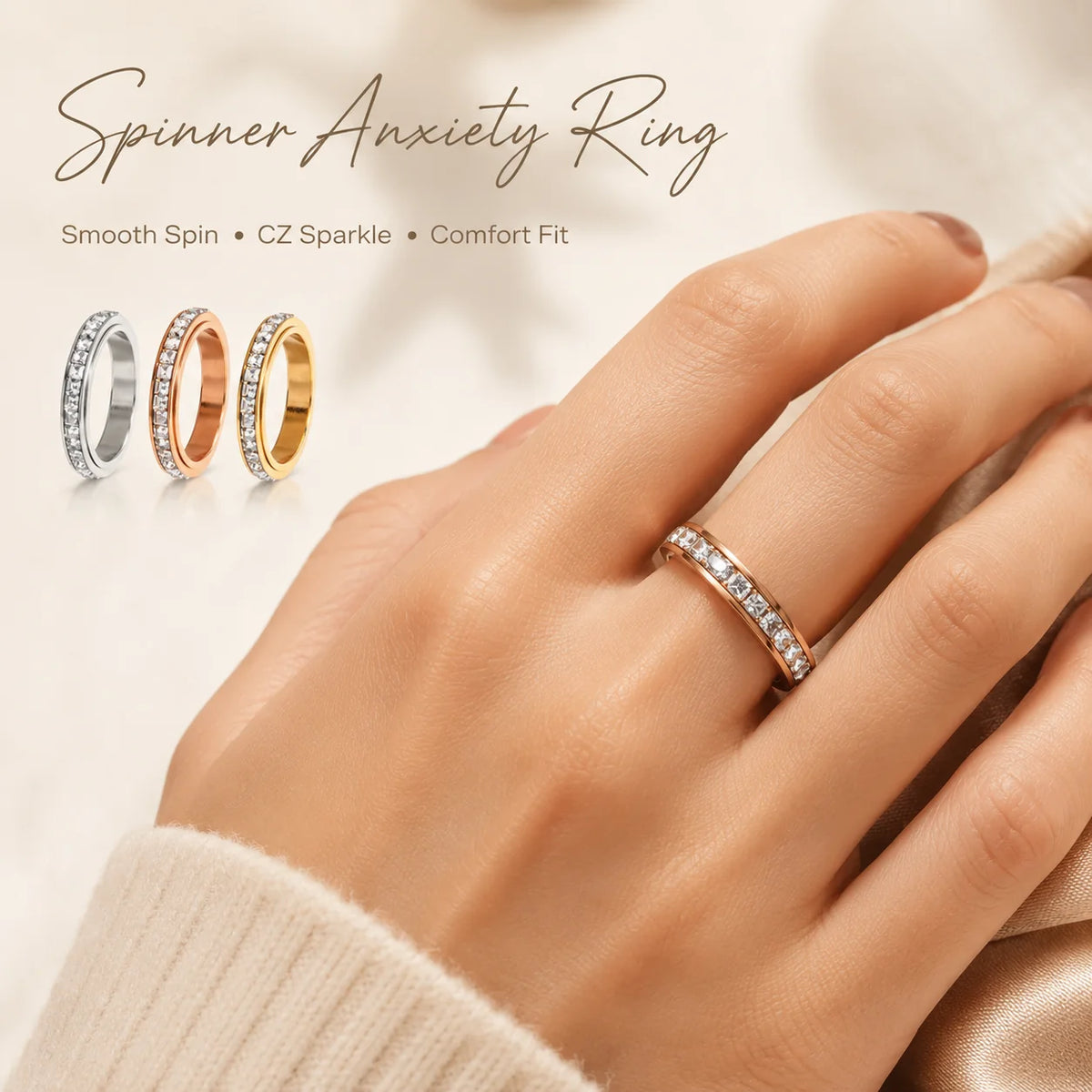 Distinctive September Laurel Anxiety Rings for Women and men Titanium