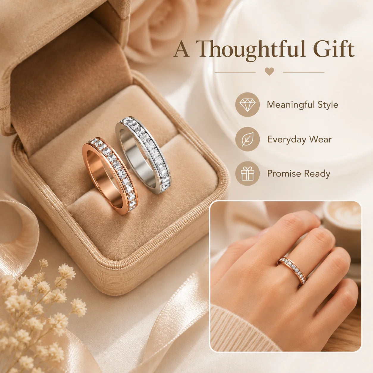 Distinctive September Laurel Anxiety Rings for Women and men Titanium