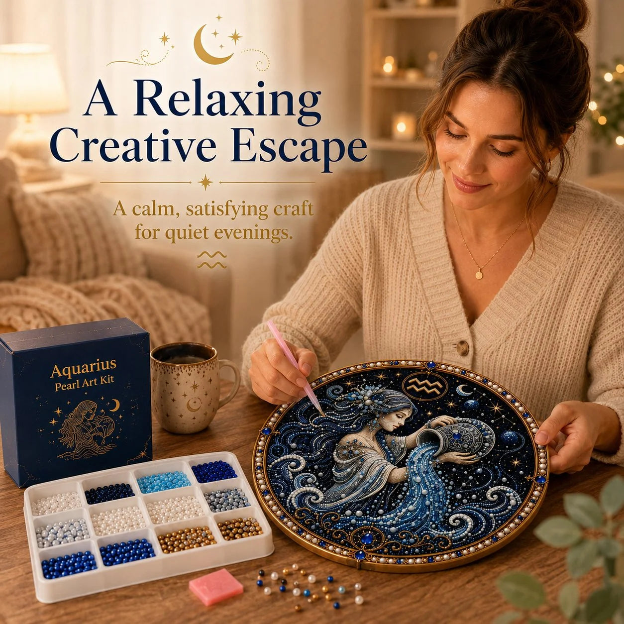 12 Zodiac Signs Pearl Art Craft Kit for Creative DIY Projects