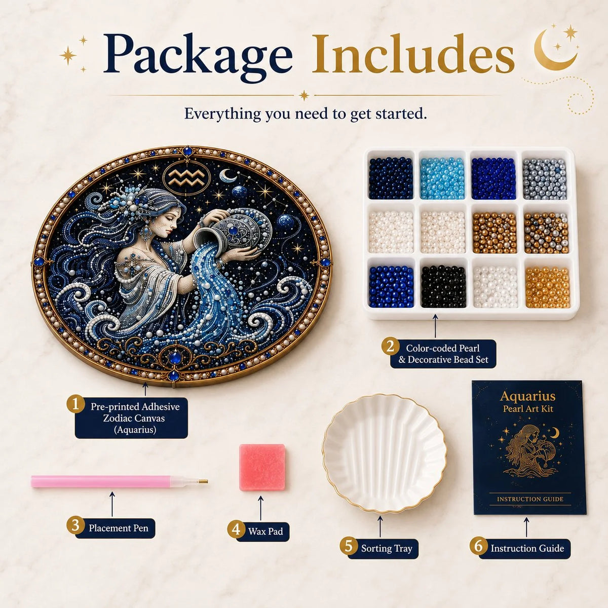 12 Zodiac Signs Pearl Art Craft Kit for Creative DIY Projects