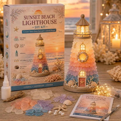 Decorative Beginner-Friendly DIY Lighted Sea Glass-Style Lighthouse