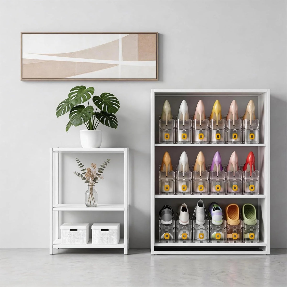 Space-Saving 2 Pack Shoe Organizer for Closet for Organized Storage