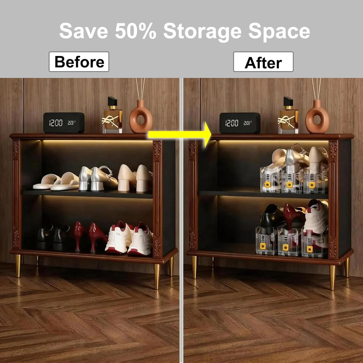 Space-Saving 2 Pack Shoe Organizer for Closet for Organized Storage
