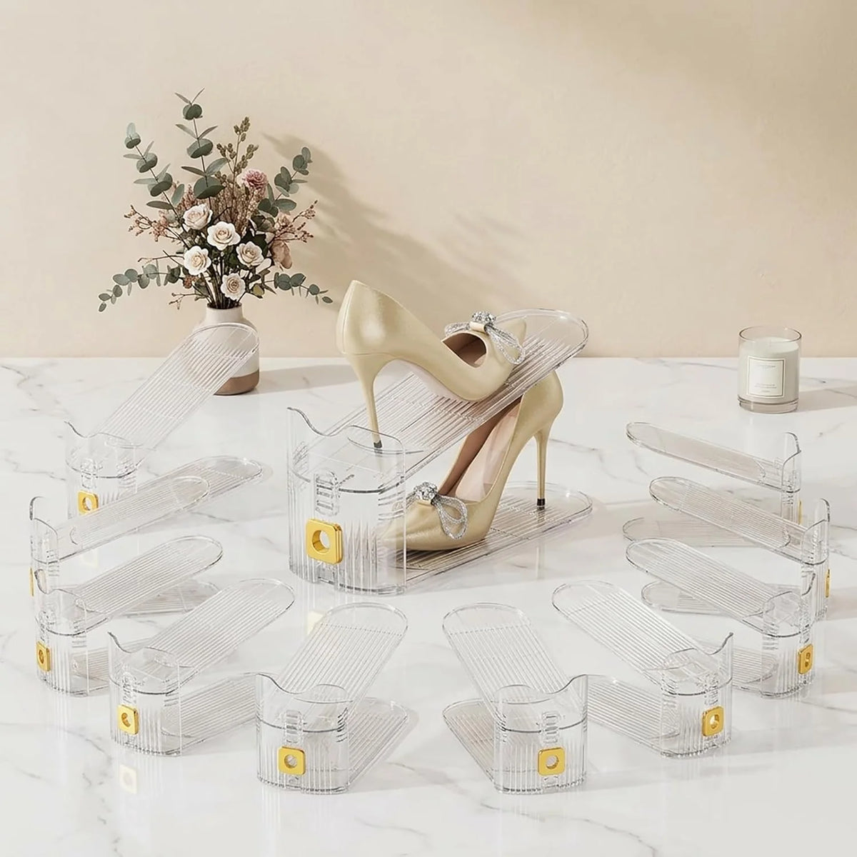 Space-Saving Shoe Organizer for Closet – Stackable Rack with Height
