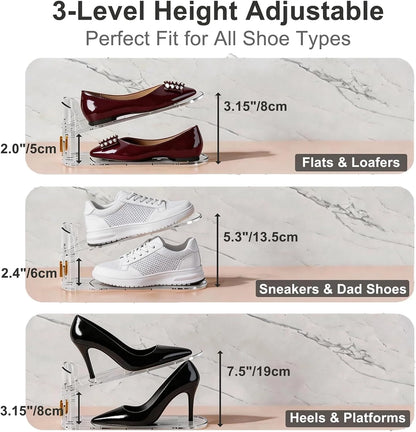 Space-Saving Shoe Organizer for Closet – Stackable Rack with Height