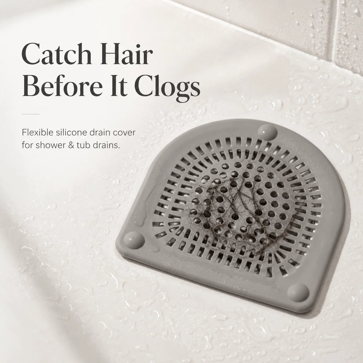 Easy-Care Silicone Shower Drain Hair Catcher 6" Flexible Dome Cover