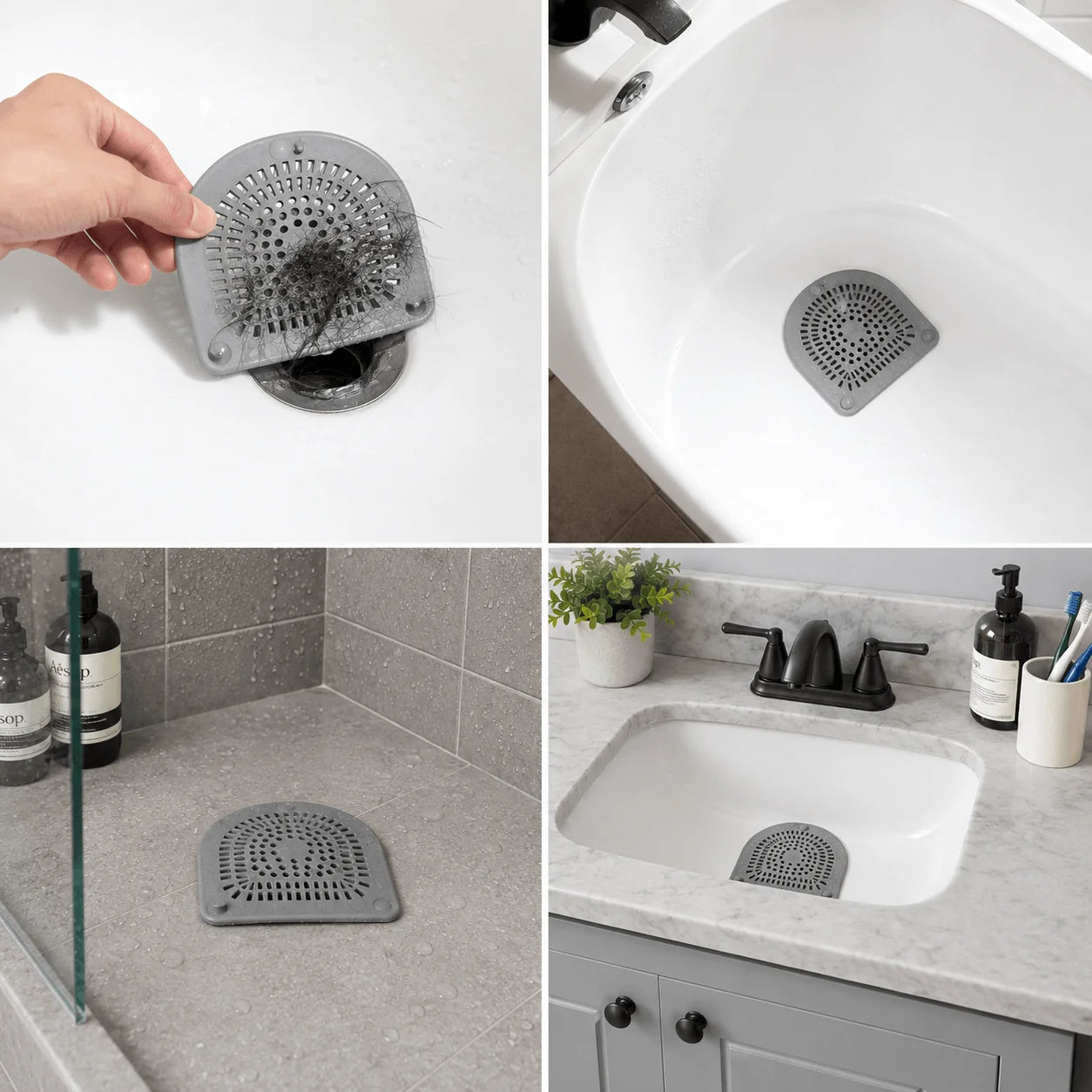 Easy-Care Silicone Shower Drain Hair Catcher 6" Flexible Dome Cover