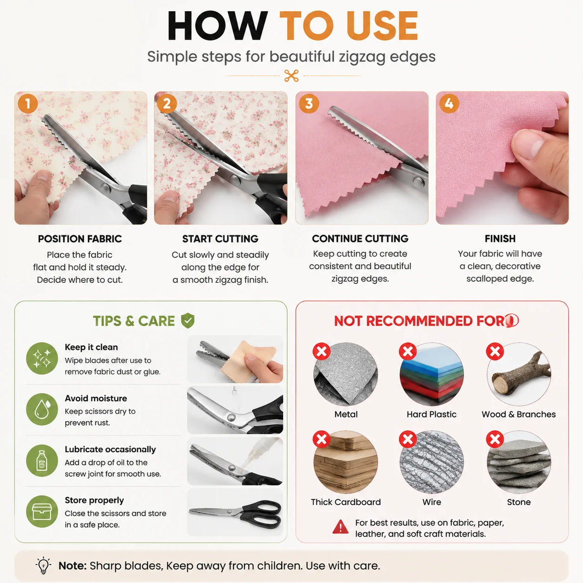 Easy-Care Professional Pinking Shears – Sharp Serrated Fabric