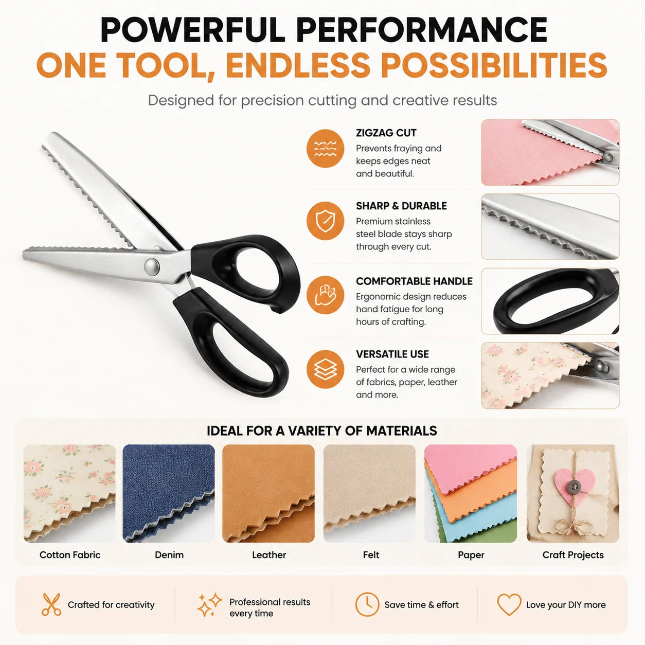 Easy-Care Professional Pinking Shears – Sharp Serrated Fabric