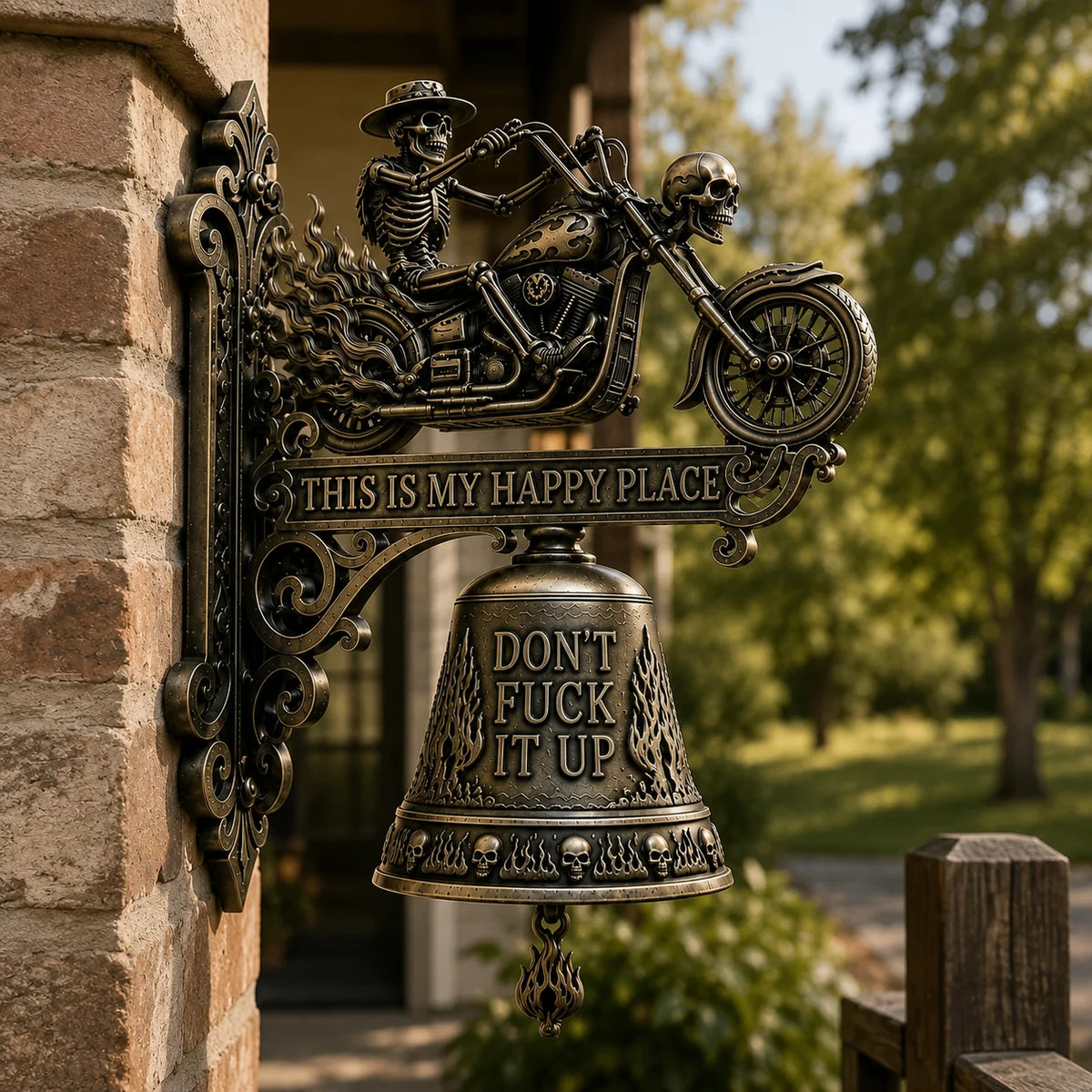 Distinctive Skeleton Biker Bell – Ride Hard. Live . Ring