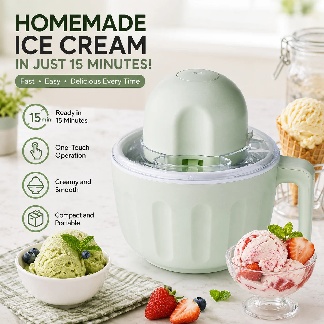 Purpose-Built Mini Homemade Ice Cream Maker for Everyday Use