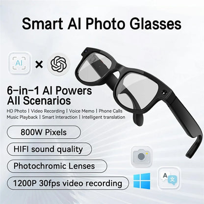 Distinctive Smart AI Translation Camera Bluetooth Glasses – 8 MP