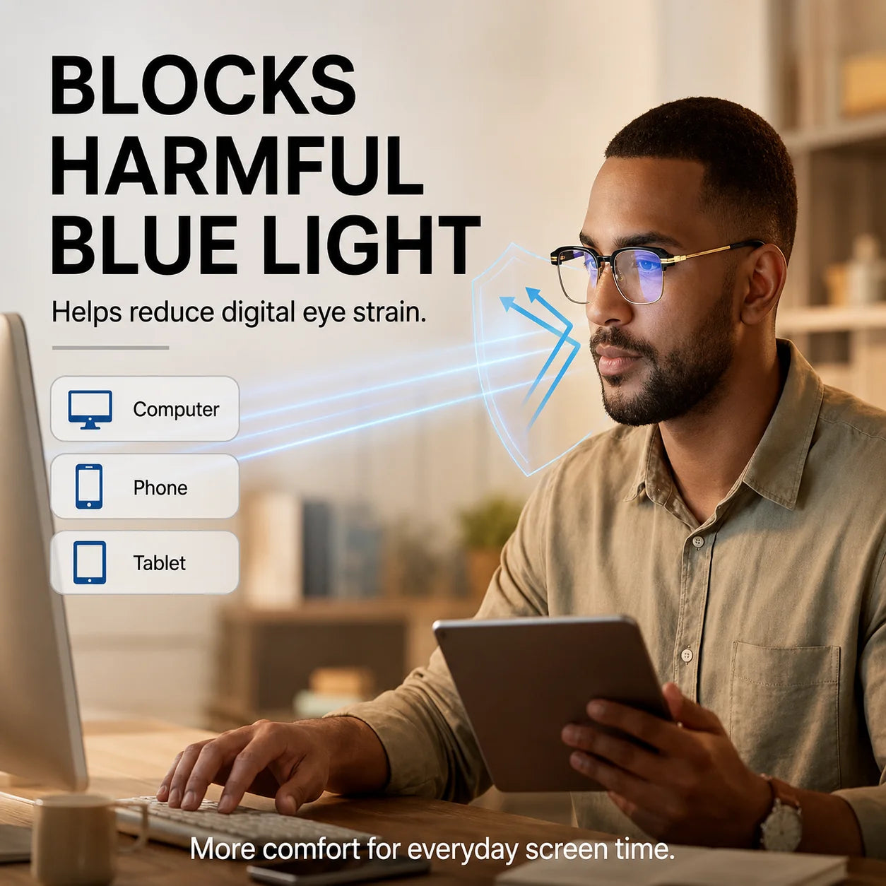 Decorative Smart Zoom Reading Glasses – Auto Adjust Focus & Blue