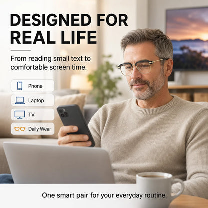 Decorative Smart Zoom Reading Glasses – Auto Adjust Focus & Blue
