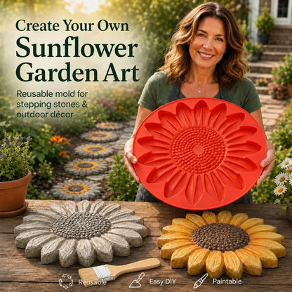 Reusable Sunflower Mold for Concrete Garden Stepping Stones