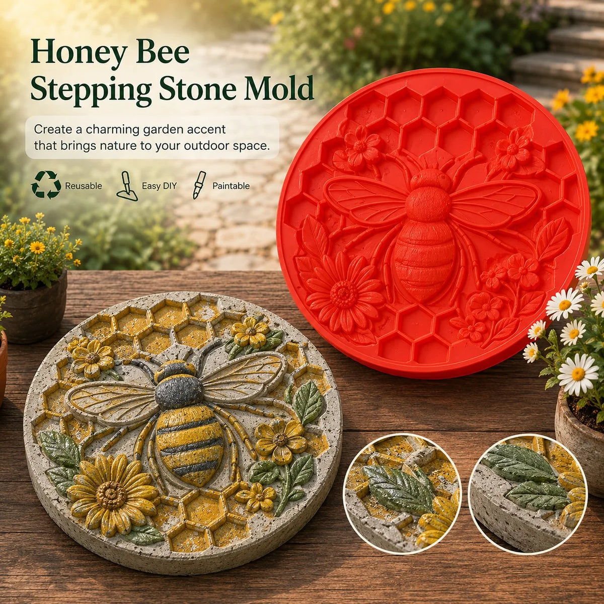 Reusable Sunflower Mold for Concrete Garden Stepping Stones