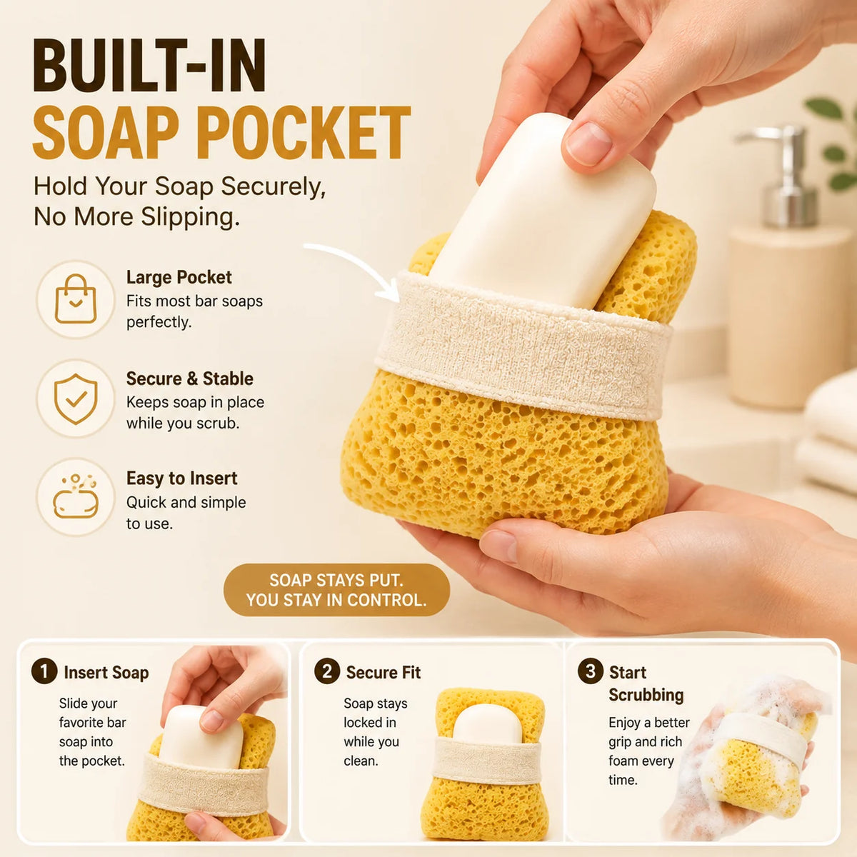 Purpose-Built Soft Soap Pocket Sponge – The Easy Way To Create More