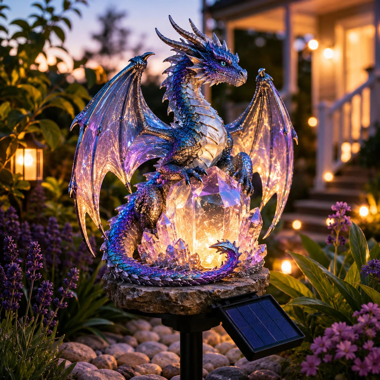Amethyst Dragon Solar Ornament with a Crystal Garden Glow