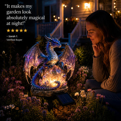 Amethyst Dragon Solar Ornament with a Crystal Garden Glow
