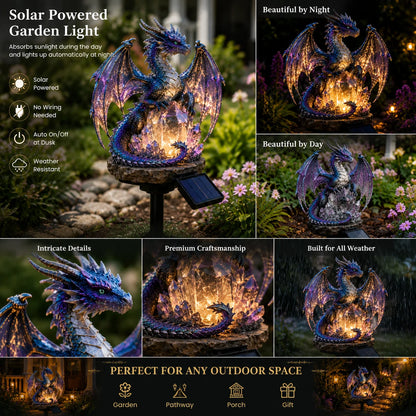 Amethyst Dragon Solar Ornament with a Crystal Garden Glow