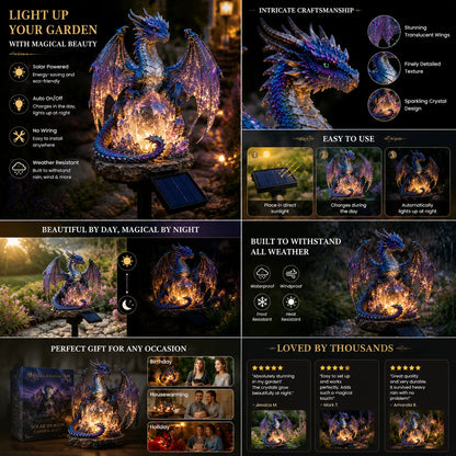 Amethyst Dragon Solar Ornament with a Crystal Garden Glow