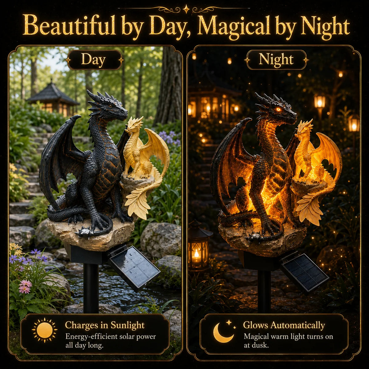 Amethyst Dragon Solar Ornament with a Crystal Garden Glow