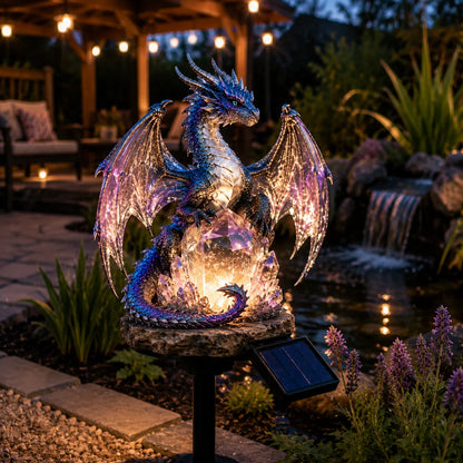 Amethyst Dragon Solar Ornament with a Crystal Garden Glow