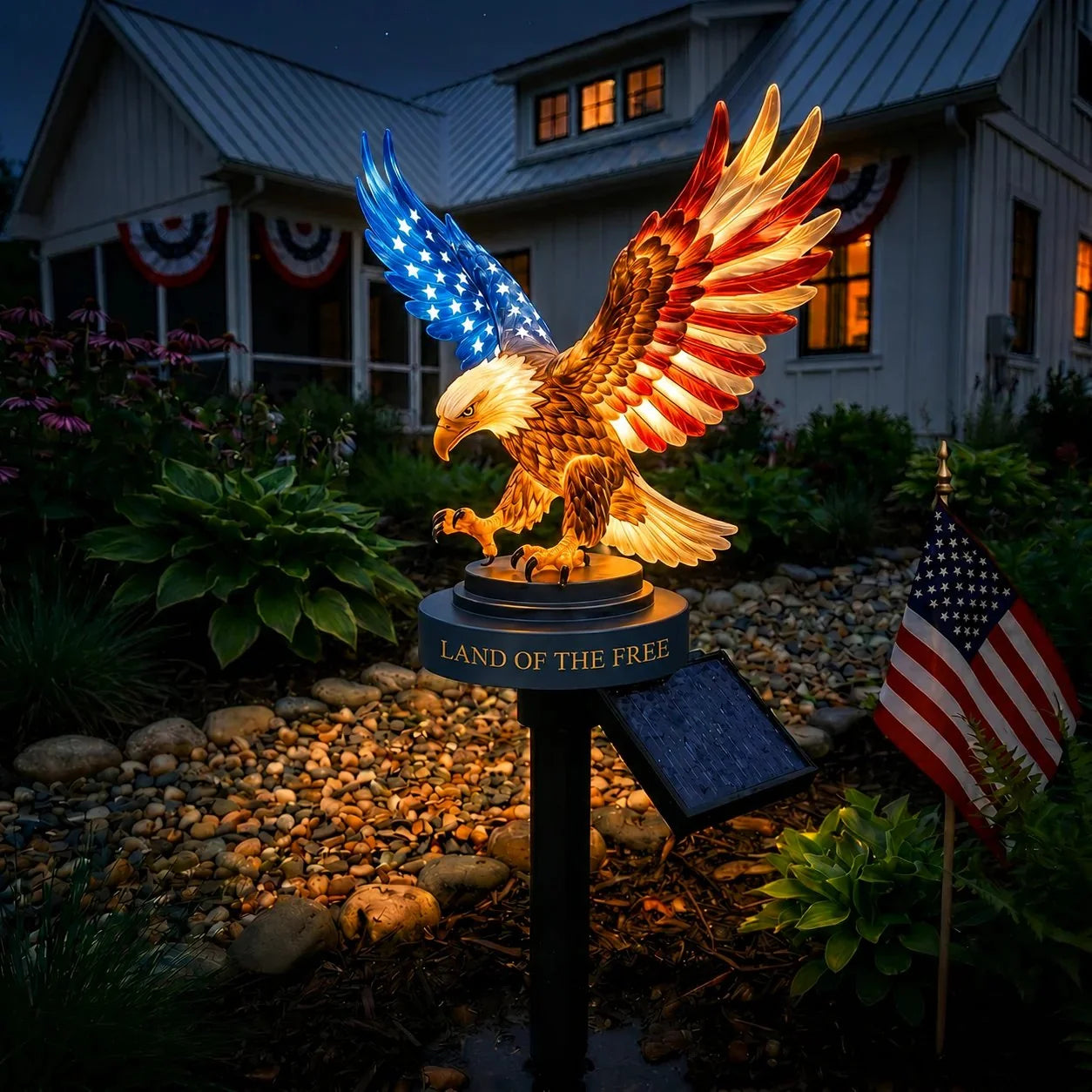 Patriotic Eagle Solar Stake Commemorating America at 250