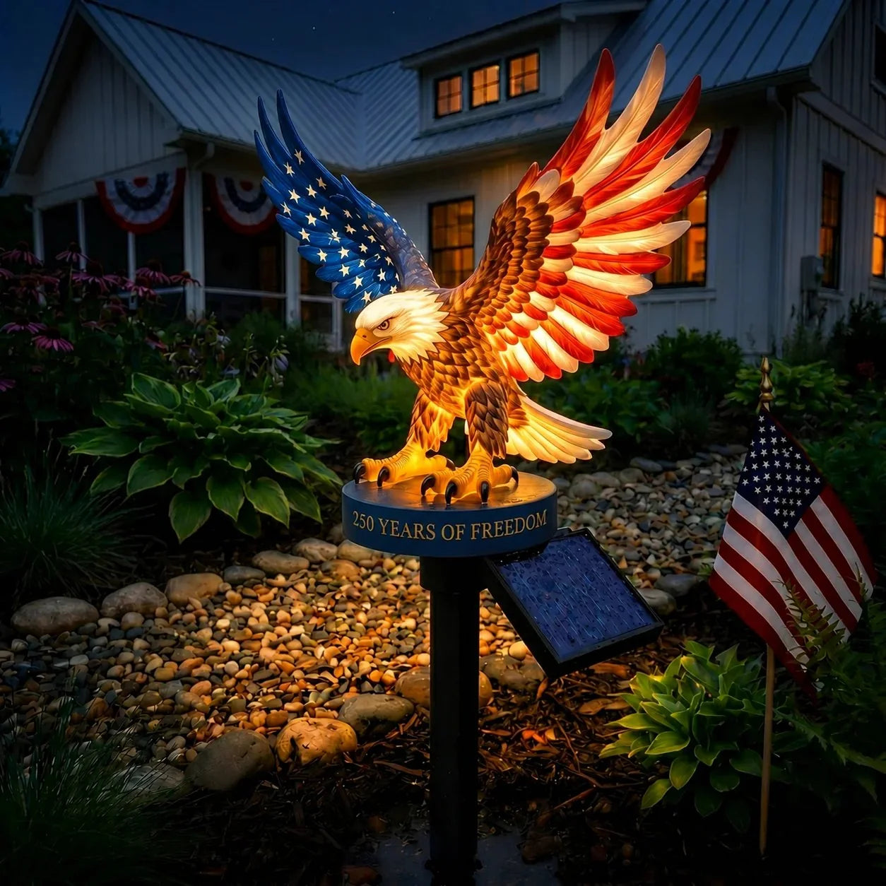 Patriotic Eagle Solar Stake Commemorating America at 250