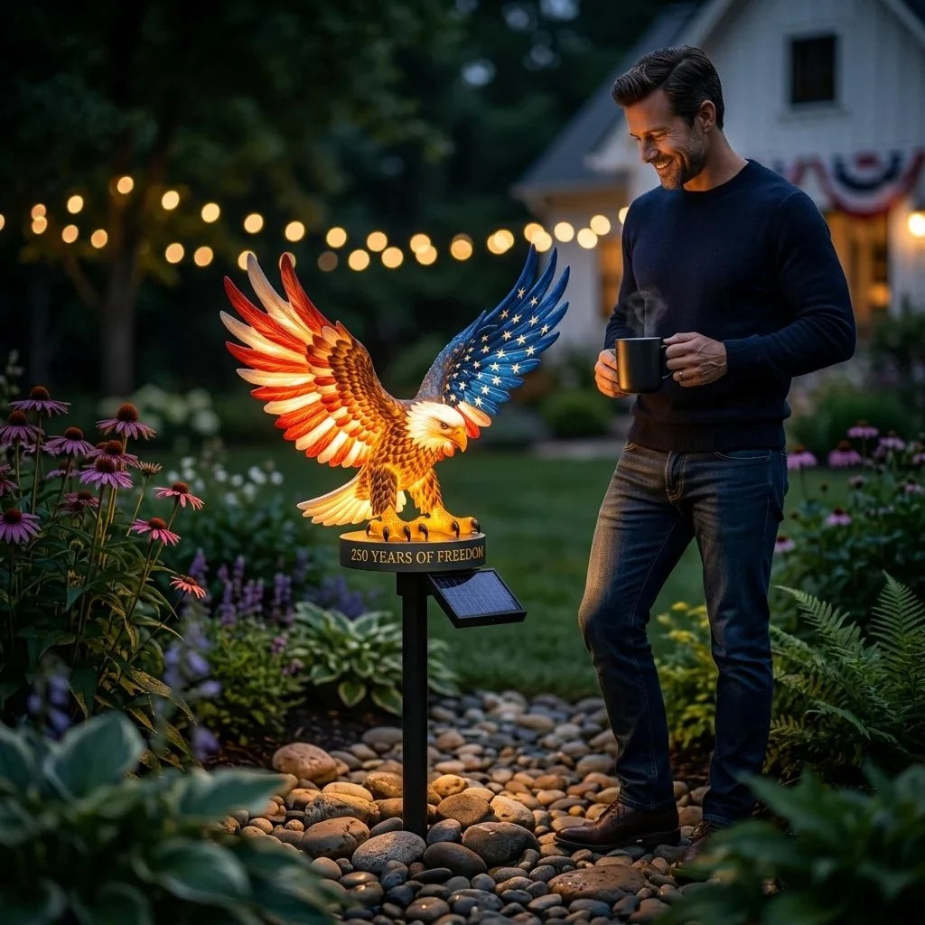 Patriotic Eagle Solar Stake Commemorating America at 250