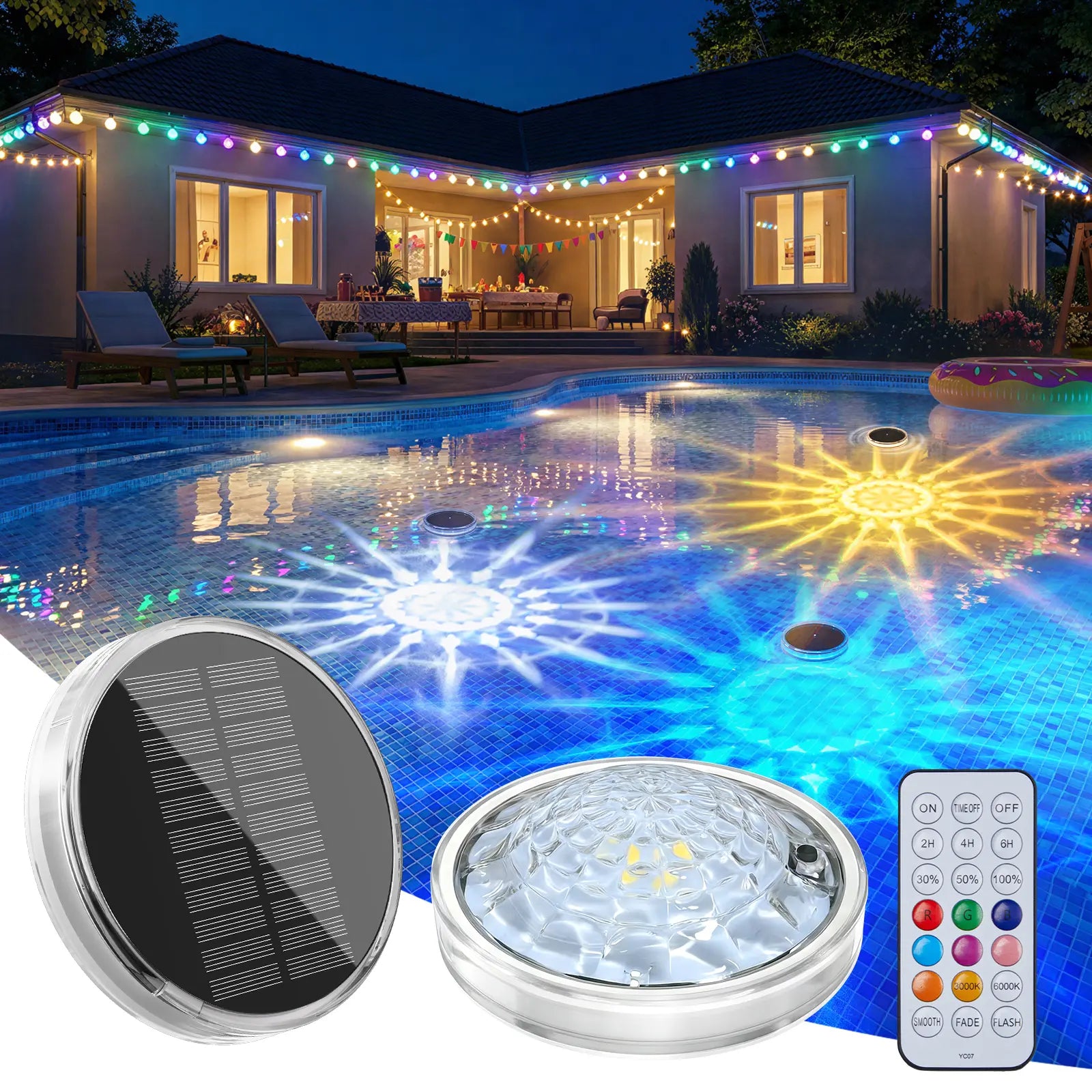 Outdoor-Ready Solar Floating Pool – Light Effects for Garden Display