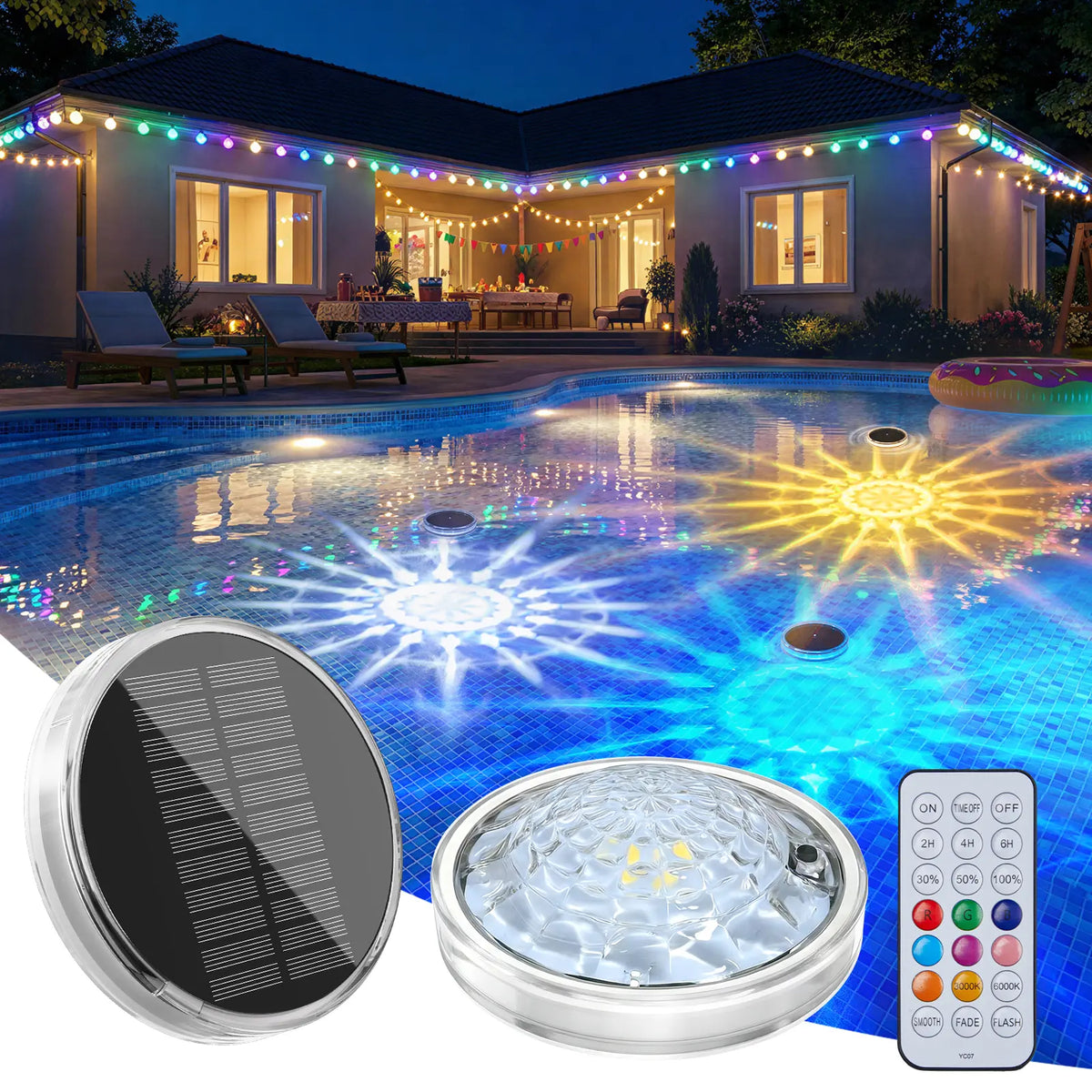 Outdoor-Ready Solar Floating Pool – Light Effects for Garden Display