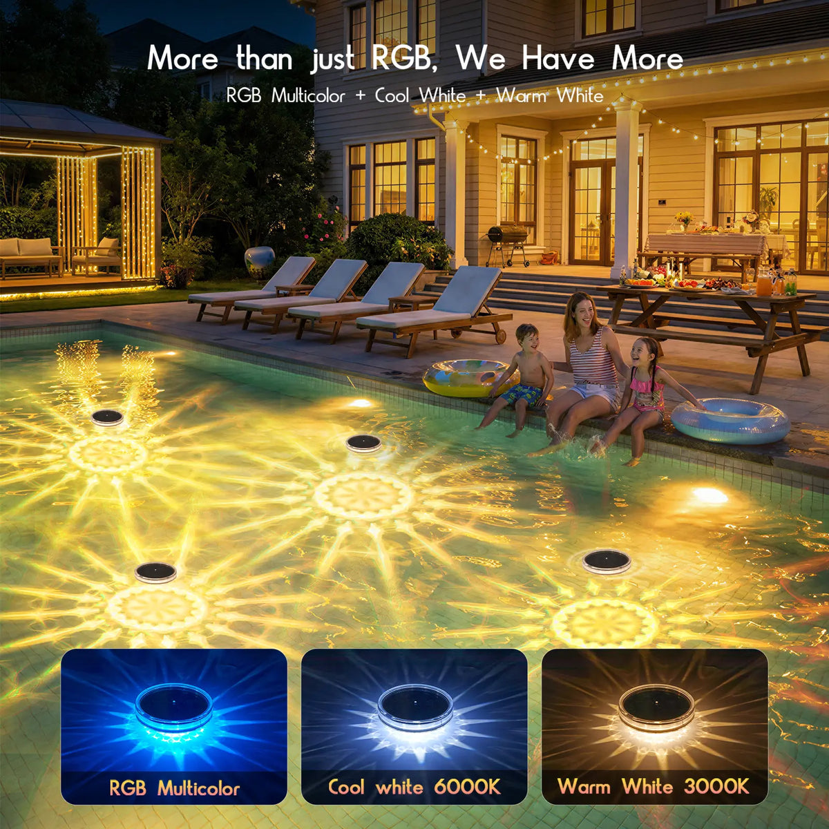 Outdoor-Ready Solar Floating Pool – Light Effects for Garden Display