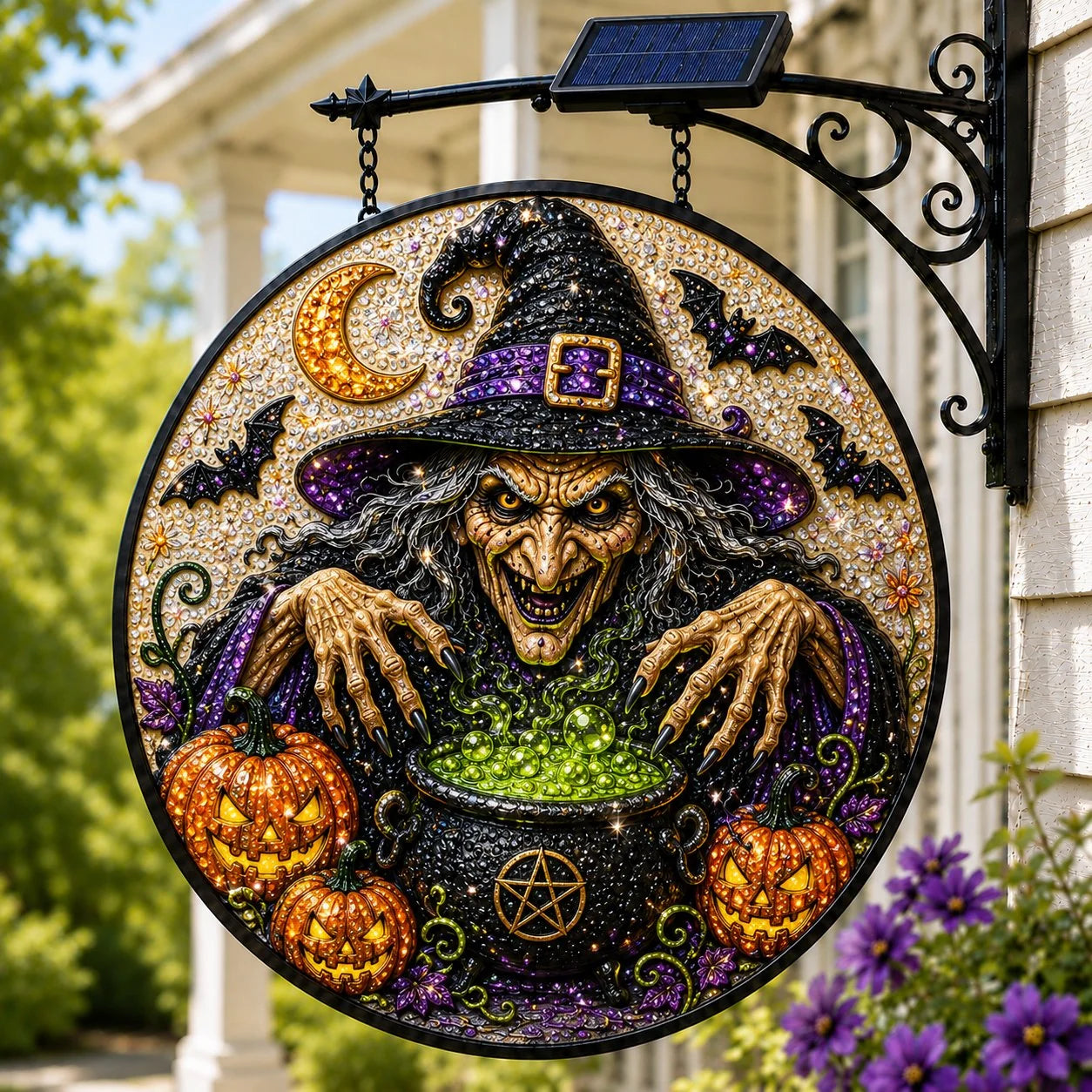 Outdoor Solar LED Hanging Sign Light for Garden Display