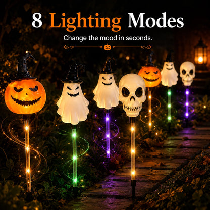 Halloween Solar Stakes with Pumpkins, Ghosts and Skulls