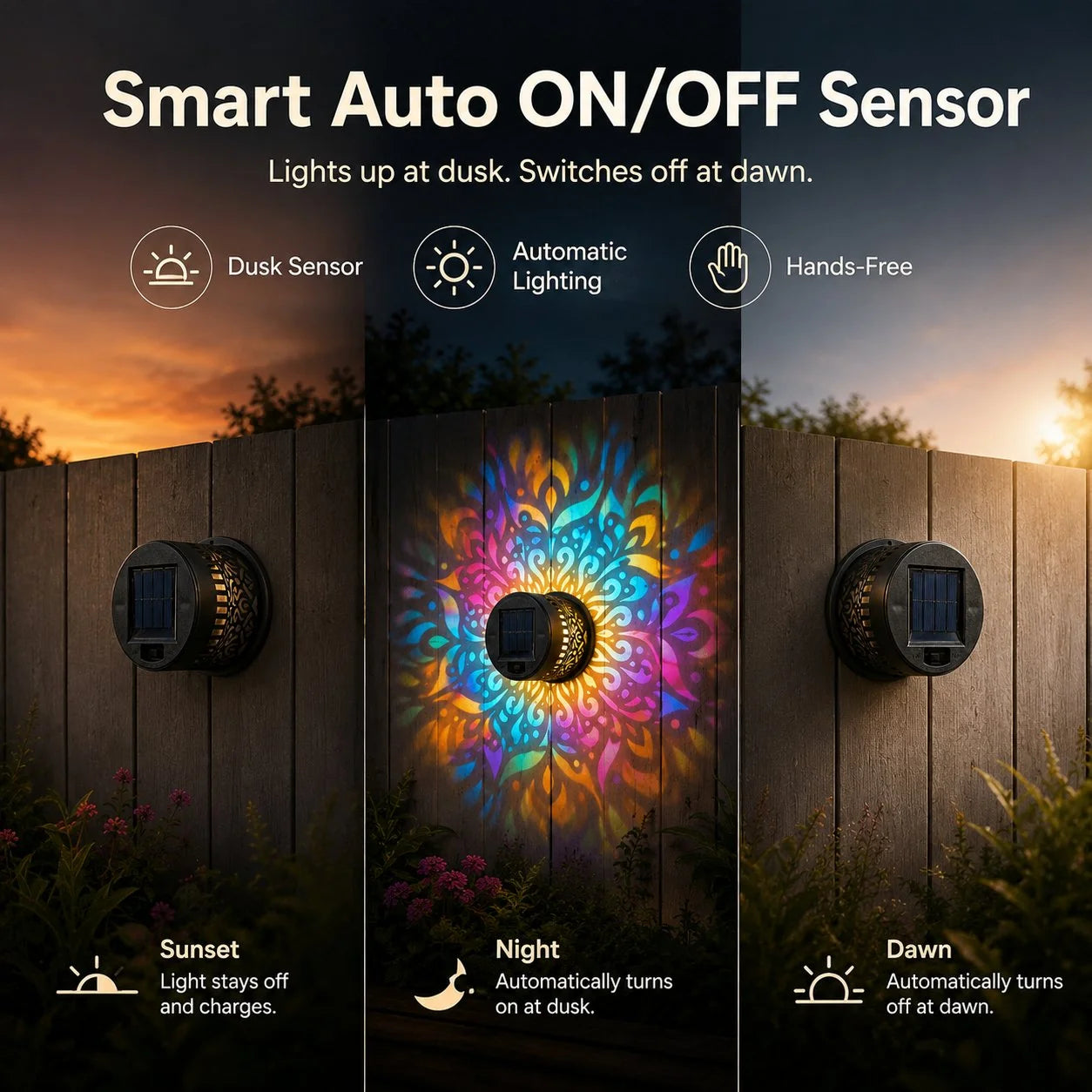 Outdoor-Ready Solar Mandala Wall Light for Garden Display