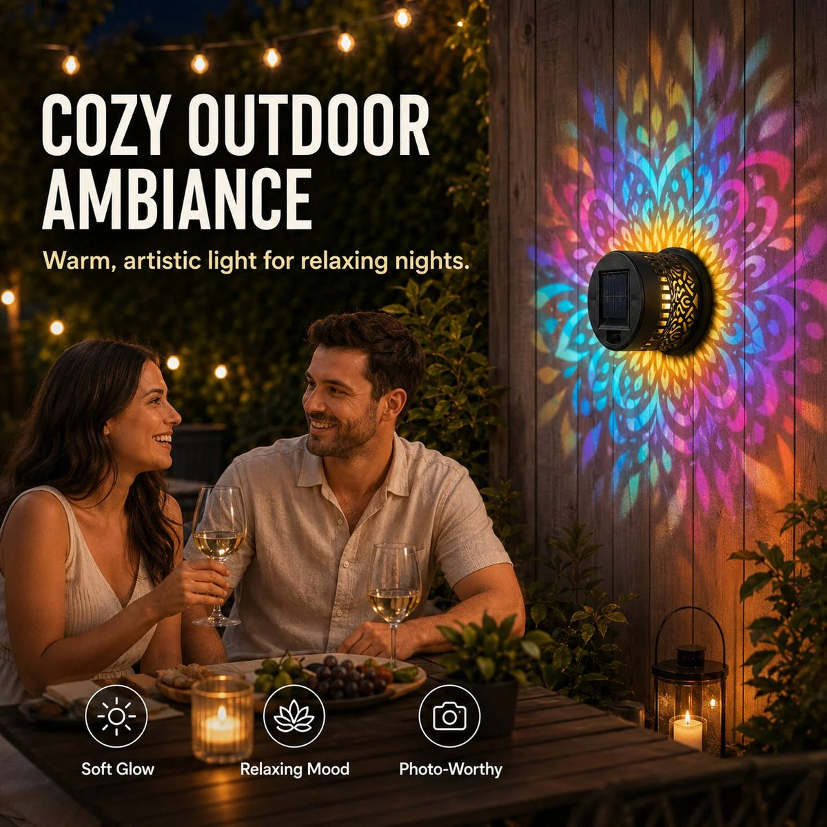 Outdoor-Ready Solar Mandala Wall Light for Garden Display
