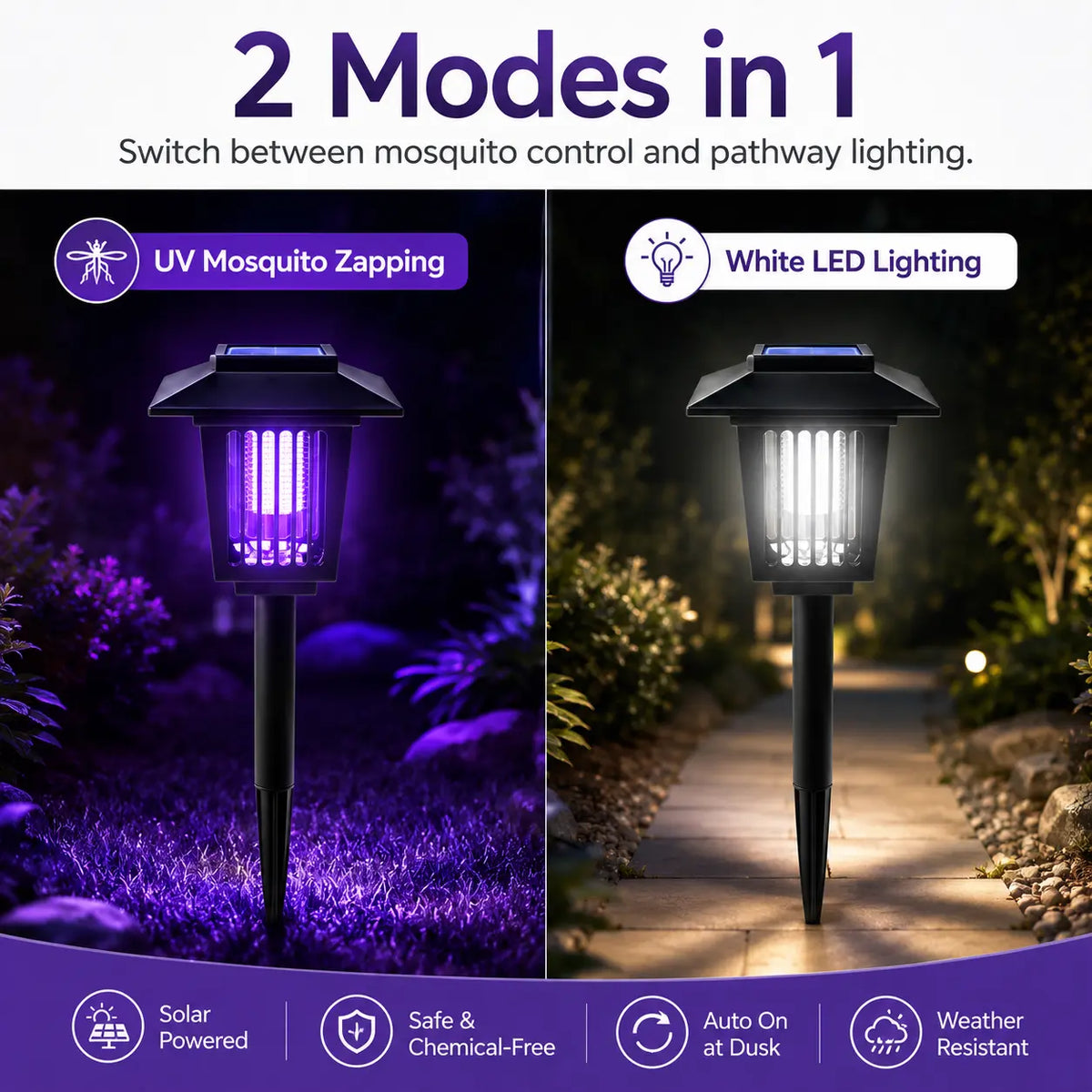 Solar Mosquito Zapper & Outdoor Pathway Light